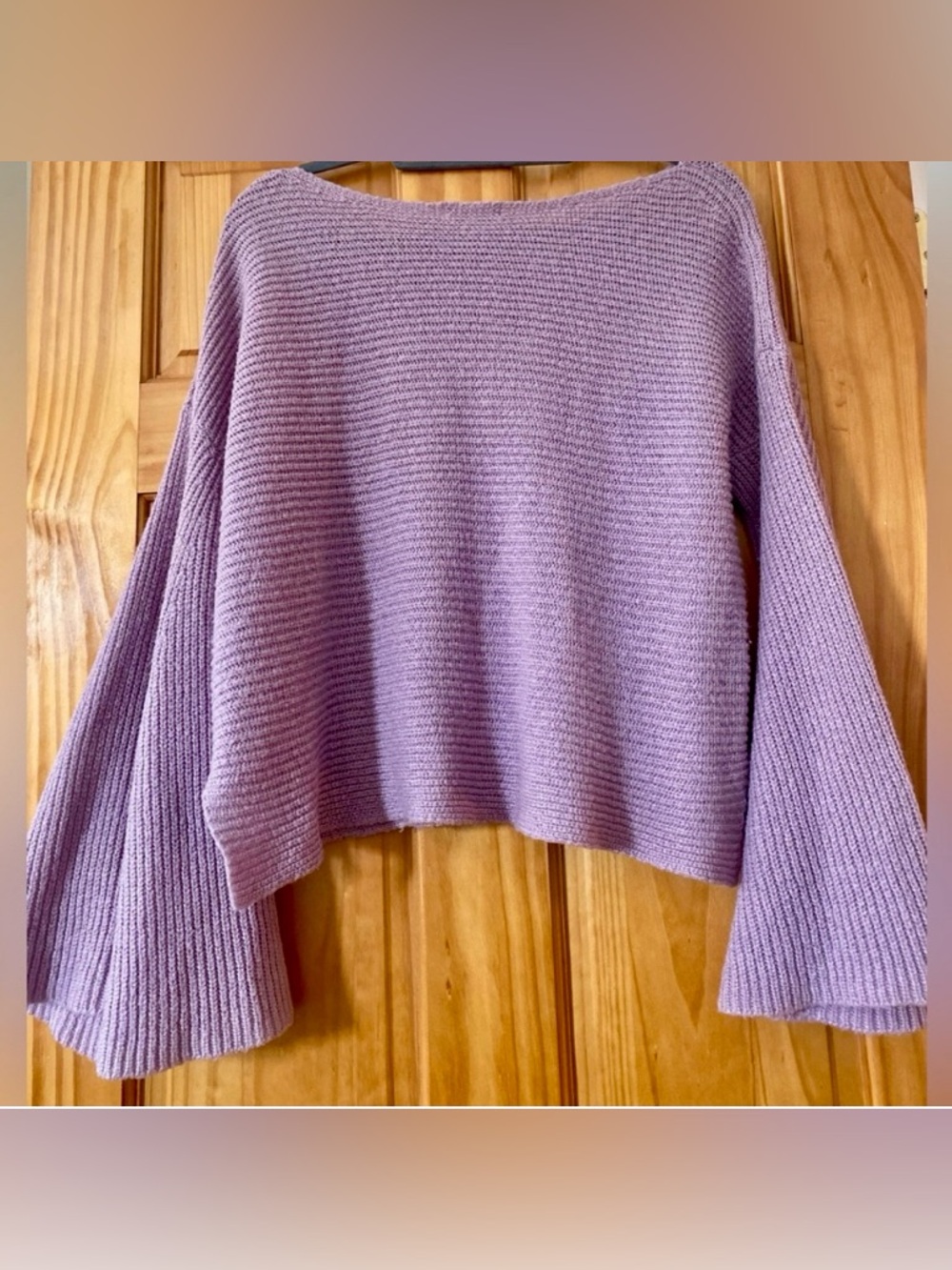 BP Nordstrom Lavender Bell Sleeve Crop Sweater Women's Medium Boho Knit - Picture 3 of 10